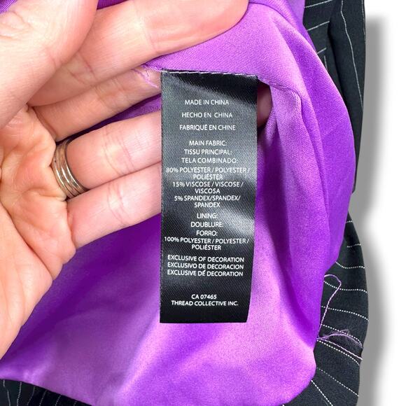 NVLT Black White Stripe NWT Notch Lapel Collar Button Boyfriend Blazer Small - Picture 6 of 13